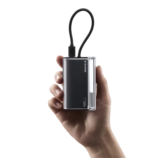 SHARGE Flow 3 Power Bank (45W, 10K, Built-in Cable)